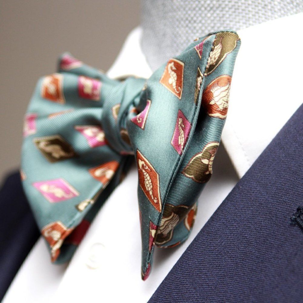 New Men's Self-tied Bow Tie 100%Silk Big‎ Butterfly Gift Box Nautica Motive S658 - Picture 7 of 12